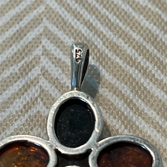 Sterling Amber Cross Pendant - Picture 5 of 7